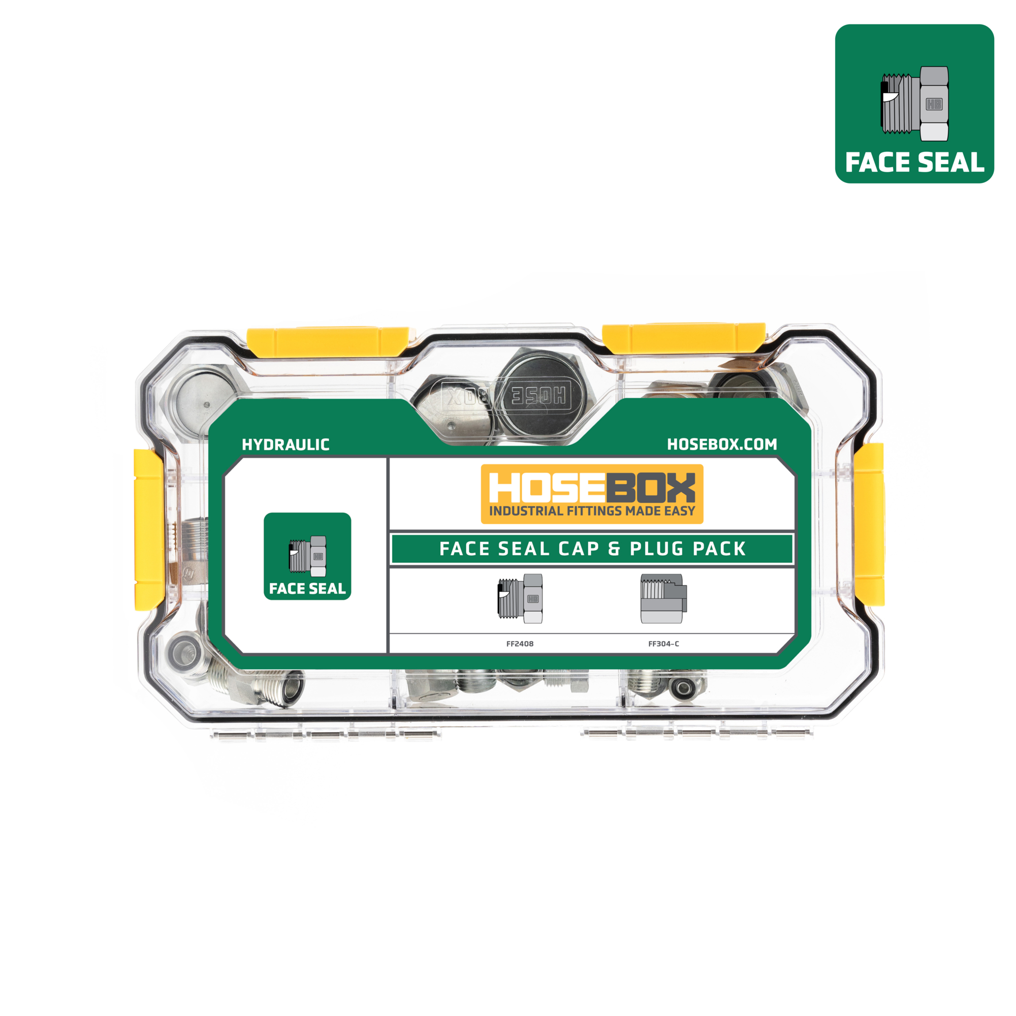 HoseBox, FACE SEAL CAPS PLUGS KIT - 36 Caps Plugs, Fitting Size Other in, Model# HBE2002-001